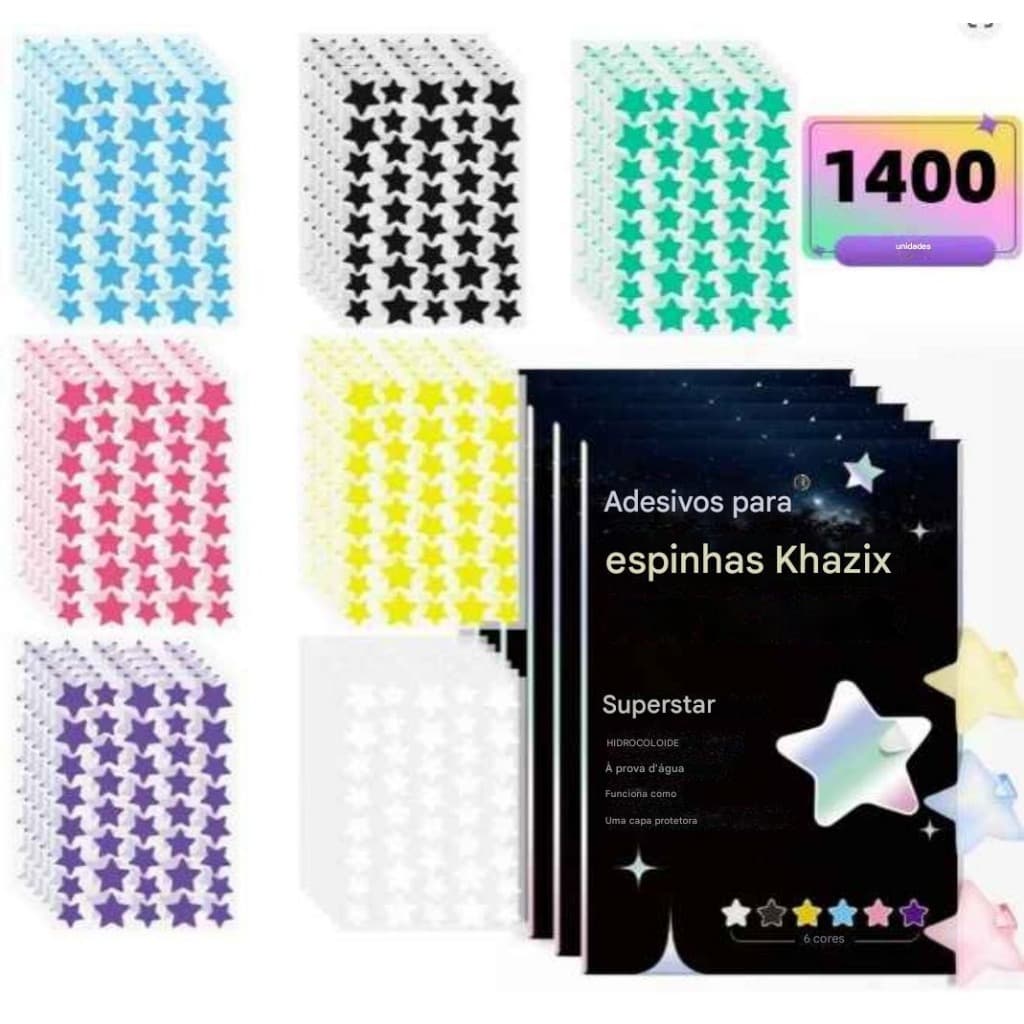 Kit Adesivos para Espinhas Acnes Hidrocoloide –Formato ursinhos e (Formato Estrela)
