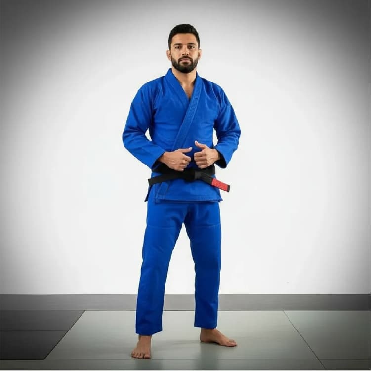 Kimono Jiu jitsu Trançado Azul Liso Sem Faixa - XGear