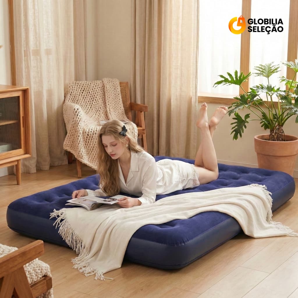 ✨【Novidades】Colchão Inflável Casal/Solteiro Multiuso Casa Praia Camping