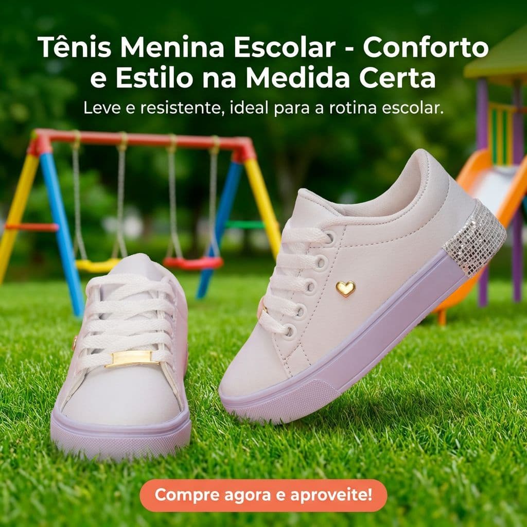 Tênis Infantil Branco Menina Casual Confortável Dia a Dia Escola 25 ao 33 Envio Imediato