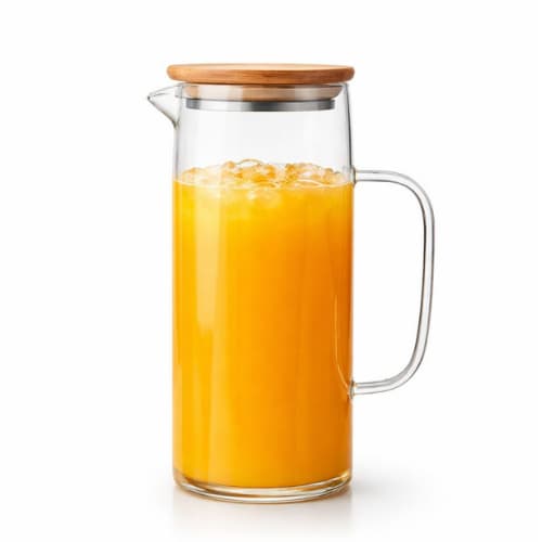 Jarra De Vidro 1 Litro Com Tampa De Bambu Hermética Garrafa de Suco