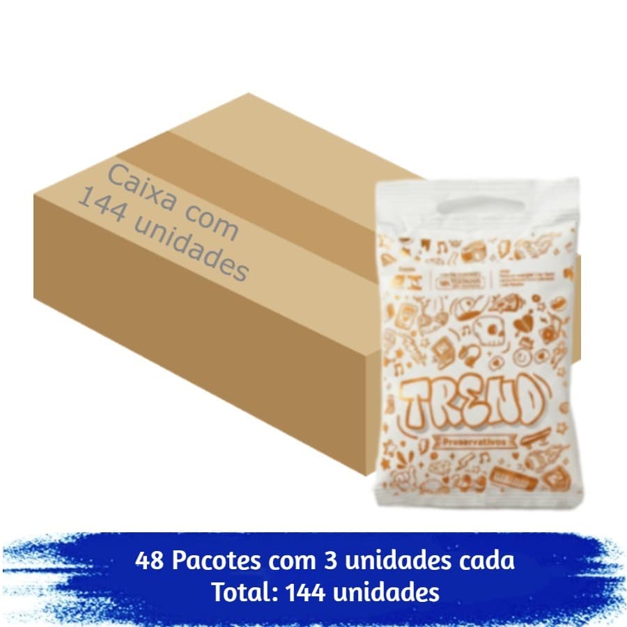 Preservativo Trend Lubrificado Com 144 Unidades 48x3