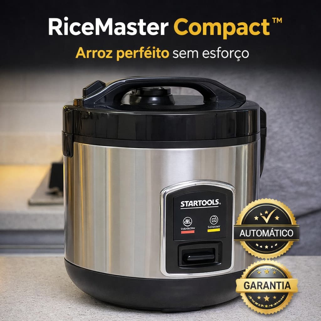 Panela de Arroz Elétrica 1L RiceMaster Compact™ 220V Automática Antiaderente Compacta Portátil Fácil Limpeza