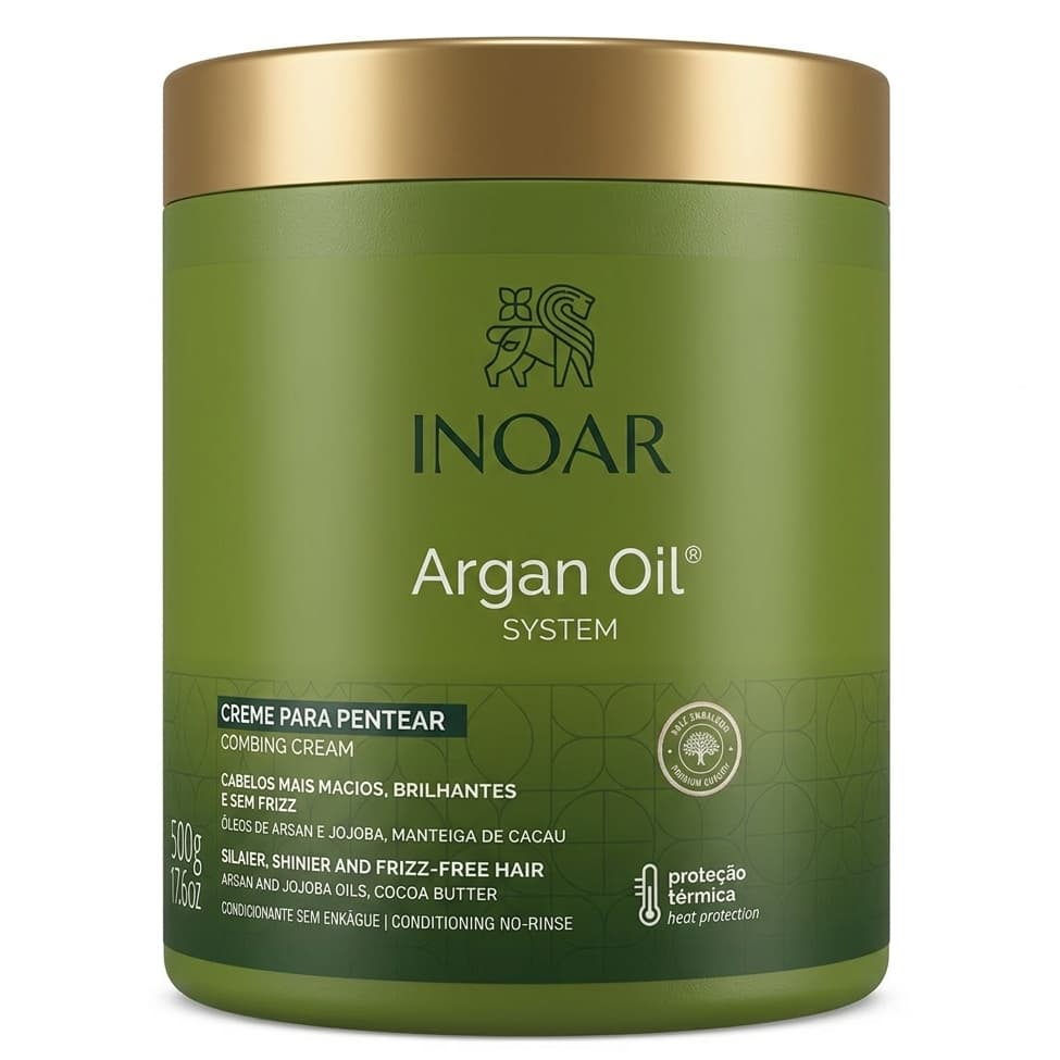 Creme de Pentear Argan Oil 500g Inoar - Desembaraça Anti-Frizz Hidratação Maciez Finalizador