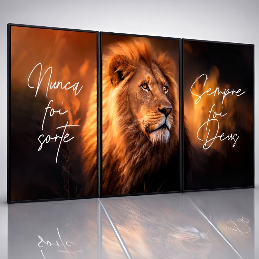 Quadros Decorativos Grande Sala Quarto Leao Nunca Foi Sorte 122x60