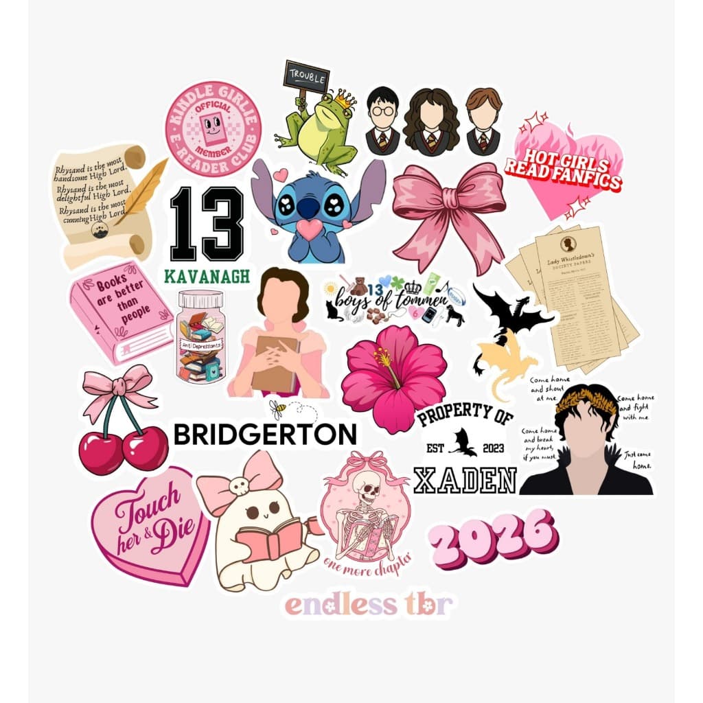 Adesivos para Kindle, Tablet, Notebook - Garota Leitora Rosa, 24pçs