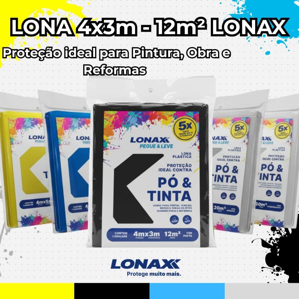 Lona 4x3m Lonax Impermeável Proteção Pintura Reforma Construção Obra Versátil Resistente Camping