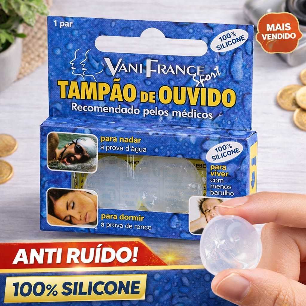 Tampão de Ouvido Silicone Anti Ruído Dormir Nadar Proteção Auditiva Reutilizável