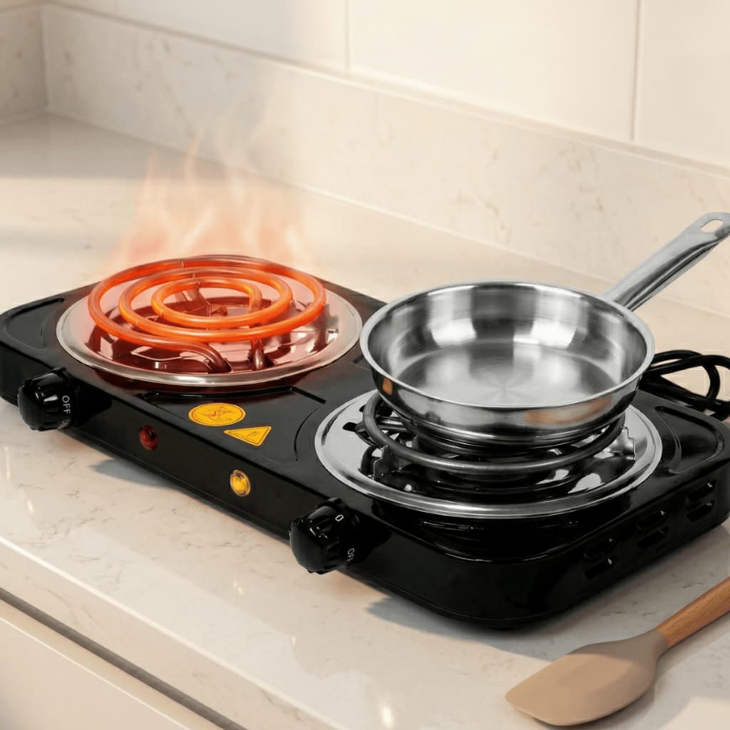 Fogareiro Elétrico Fogão Cooktop 2 Bocas e 1 Boca Portátil Camping 2000w 127v Aquecimento Rápido