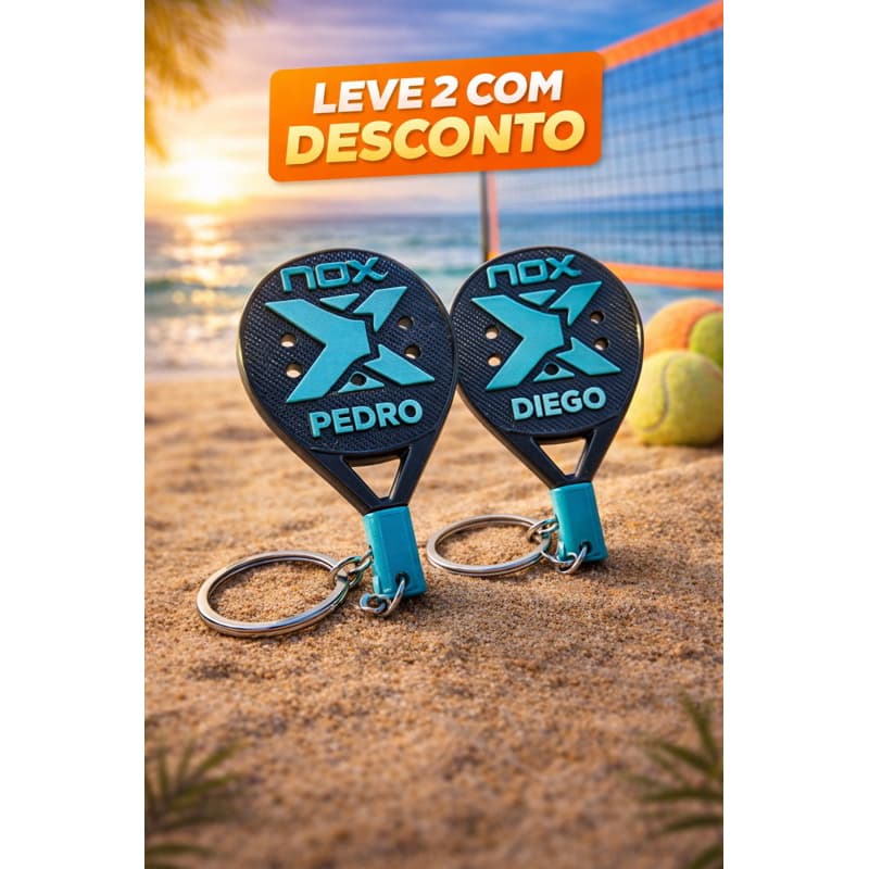 Chaveiro Personalizados Raquete Beach Tennis com Nome | Presente Criativo