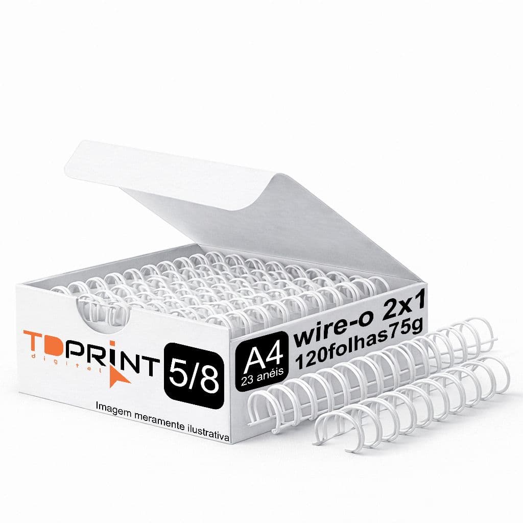 WIRE-O P/ ENCADERNAÇÃO 2X1 A4 5/8 P/ 120 FLS BRANCO,PRETO,PRATA,ROSE GOLD,DOURADO,ROSA,BRONZE,AZUL