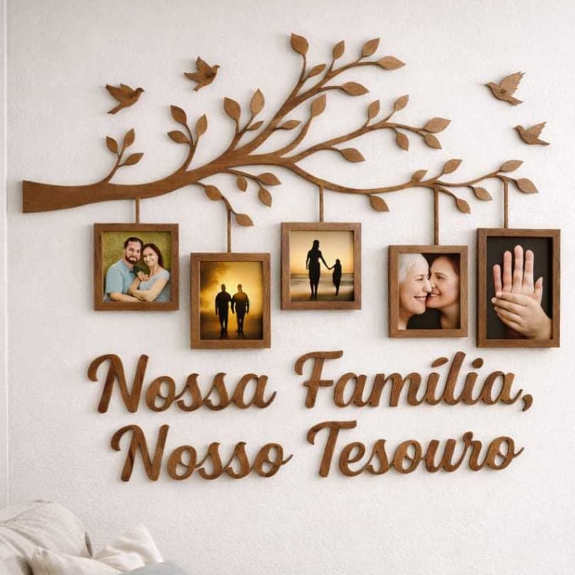 Quadro Porta Retato Parede Marrom Preto  Decoração Sala Quarto Familia Moldura Foto Frase