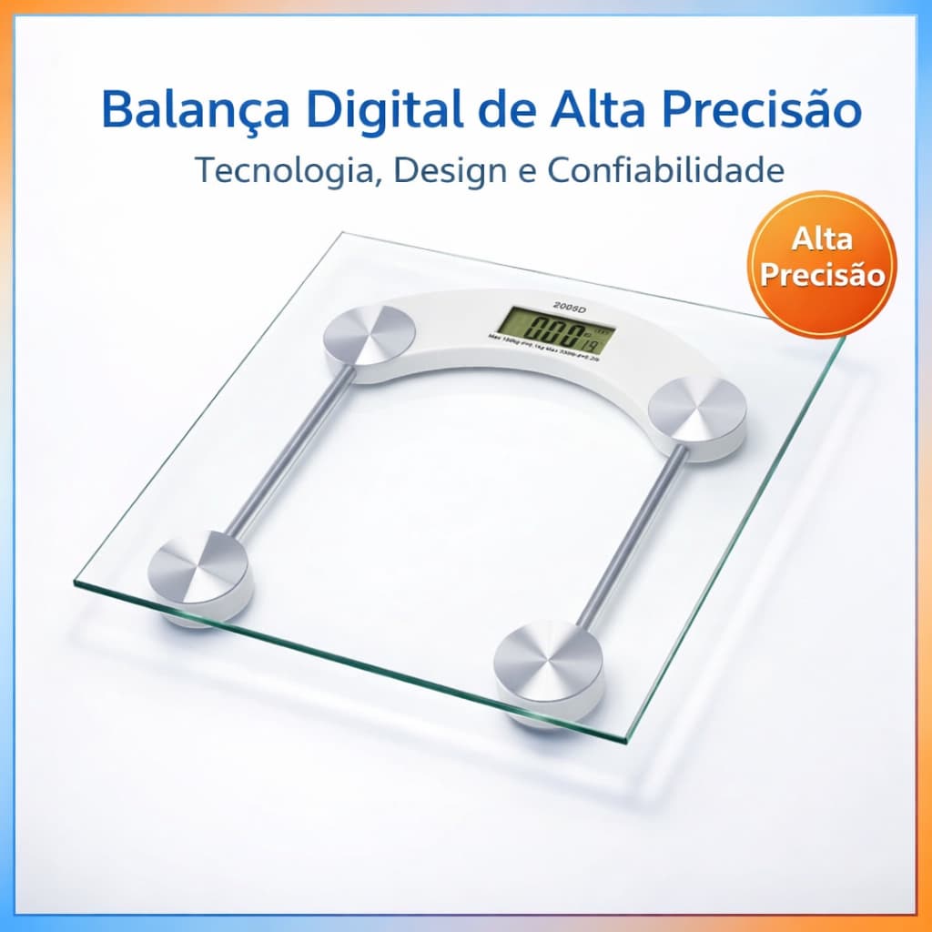 Balança Digital Eletrônica Vidro Temperado Multiuso Transparente Banheiro Quarto Peso Quadrada 180kg