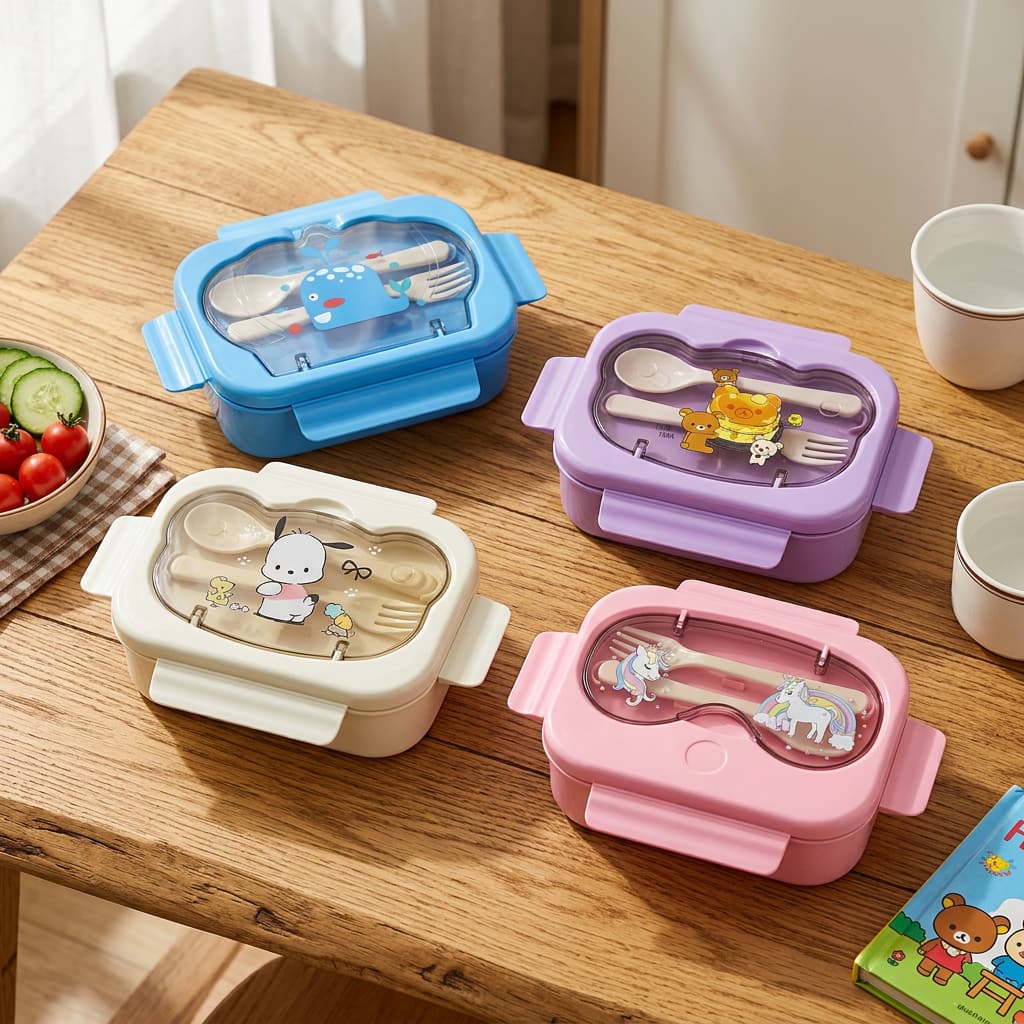 Marmita Infantil 1 Andar Livre de BPA com Talheres - Lancheira 650ml