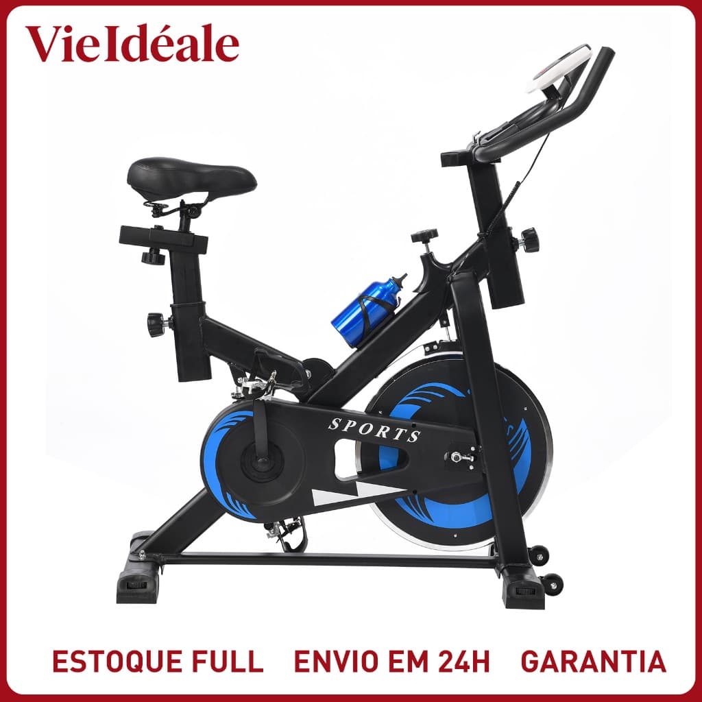 Bicicleta Spinning Profissional 15kg Roda Inércia - Suporta 150kg  | Display Digital | Silenciosa | Altura Ajustável