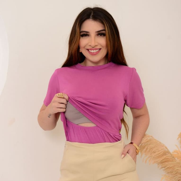 Blusa amamentação camiseta feminina maternidade t-shirt gestante blusinha grávida mãe manga curta viscolycra plus curve