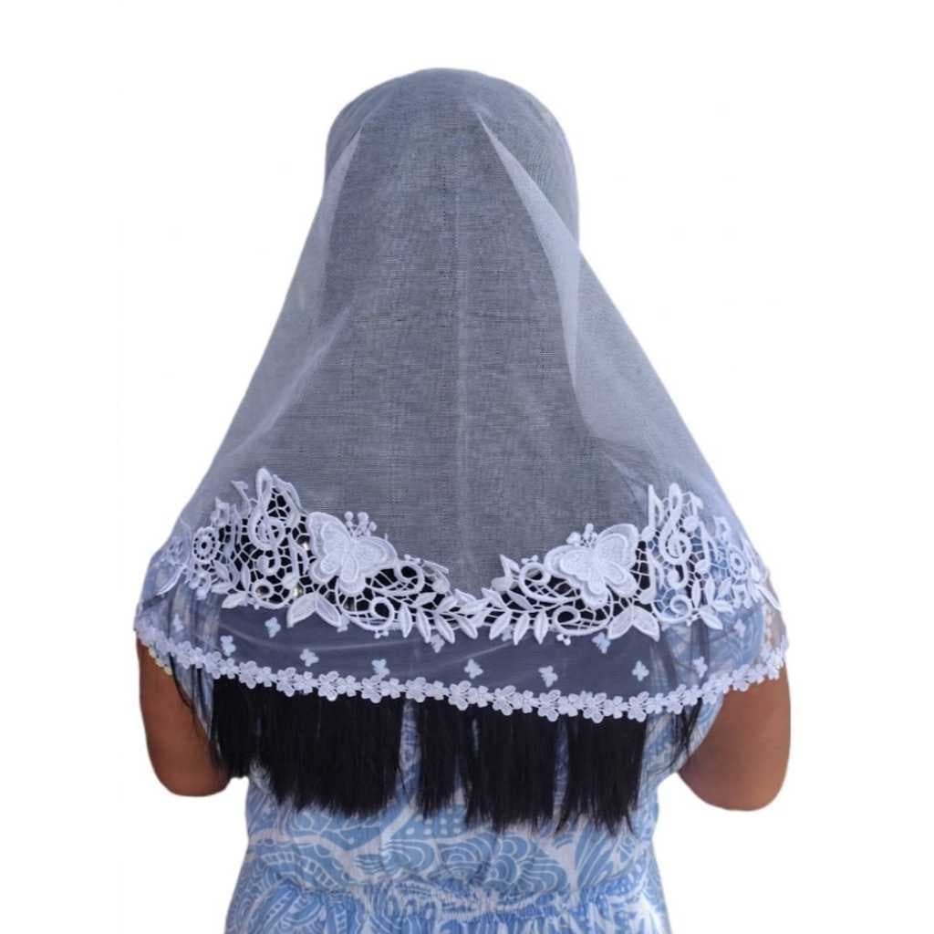 Véu Ccb Renda Média Guipir Com Aplique - Beatriz