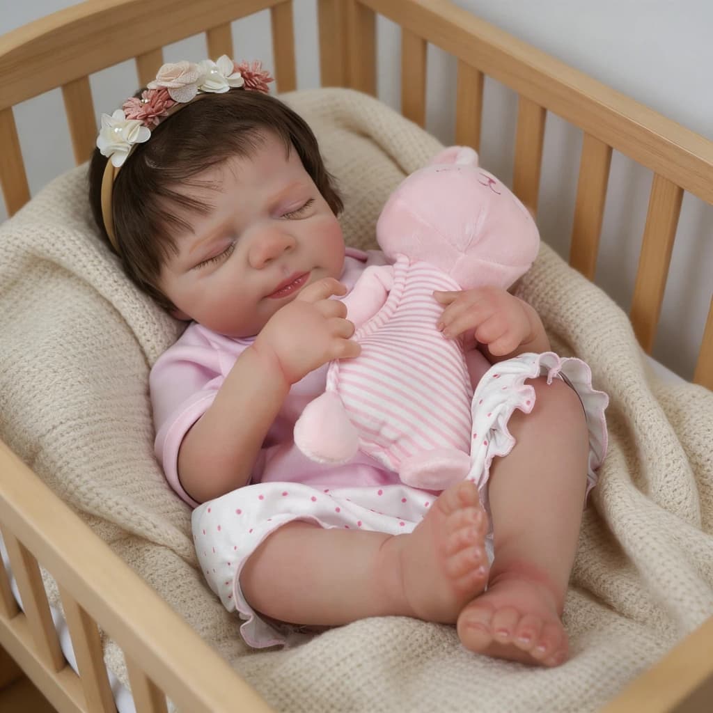 Boneca Bebê Reborn Menina Silicone 48cm Pintado Realista Rosa