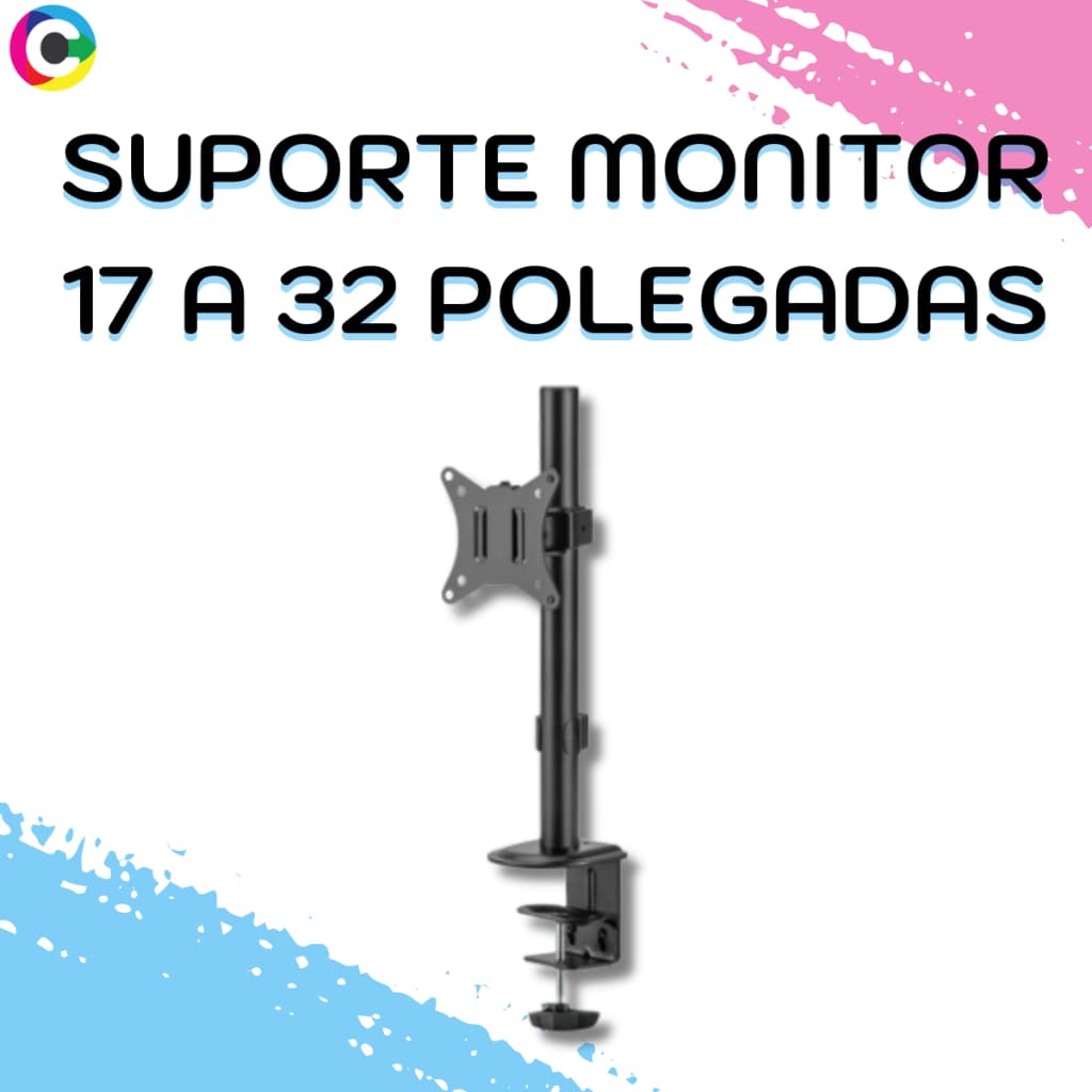 Suporte Monitor 17 a 32 Polegadas VESA 75x75 100x100 Ajustável  Mesa Escritório Ergonômico Reforçado