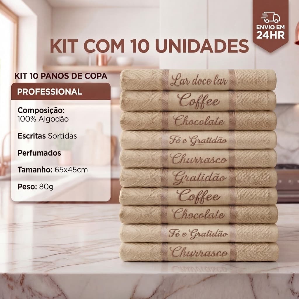 Kit 10 Pano De Copa Jacquard Premium 100% Algodão 45x65cm Cozinha