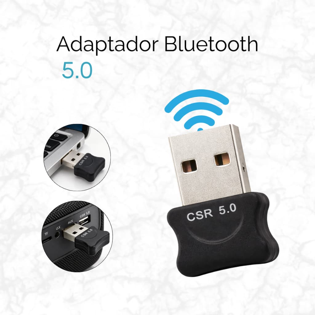 Adaptador USB Bluetooth 5.0 Wireless para PC Notebook Fone Teclado Mouse