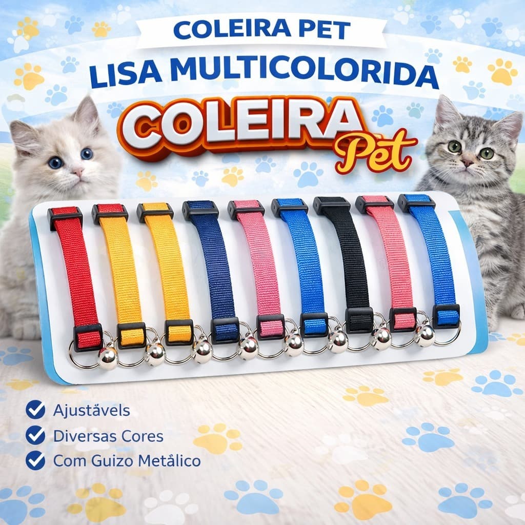 Kit Coleira Pet Gato Cachorro Com Guizo Conjunto com 3/5/10 Sino Coleira De Passear Com Tamanho Regulavel