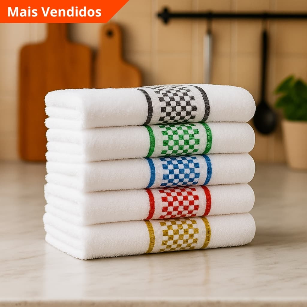 Kit 10 / 05 Panos de Prato Jacquard 45x70 Atoalhado Toalha Copa Premium 100% Algodão Super Luxo