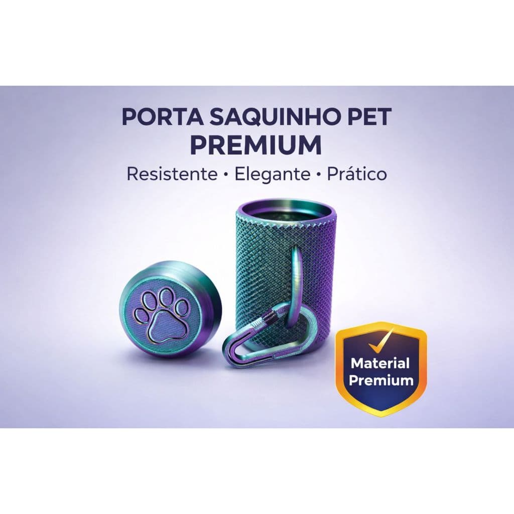 Porta Saquinho Premium Para Cachorro Com Mosquetão Resistente