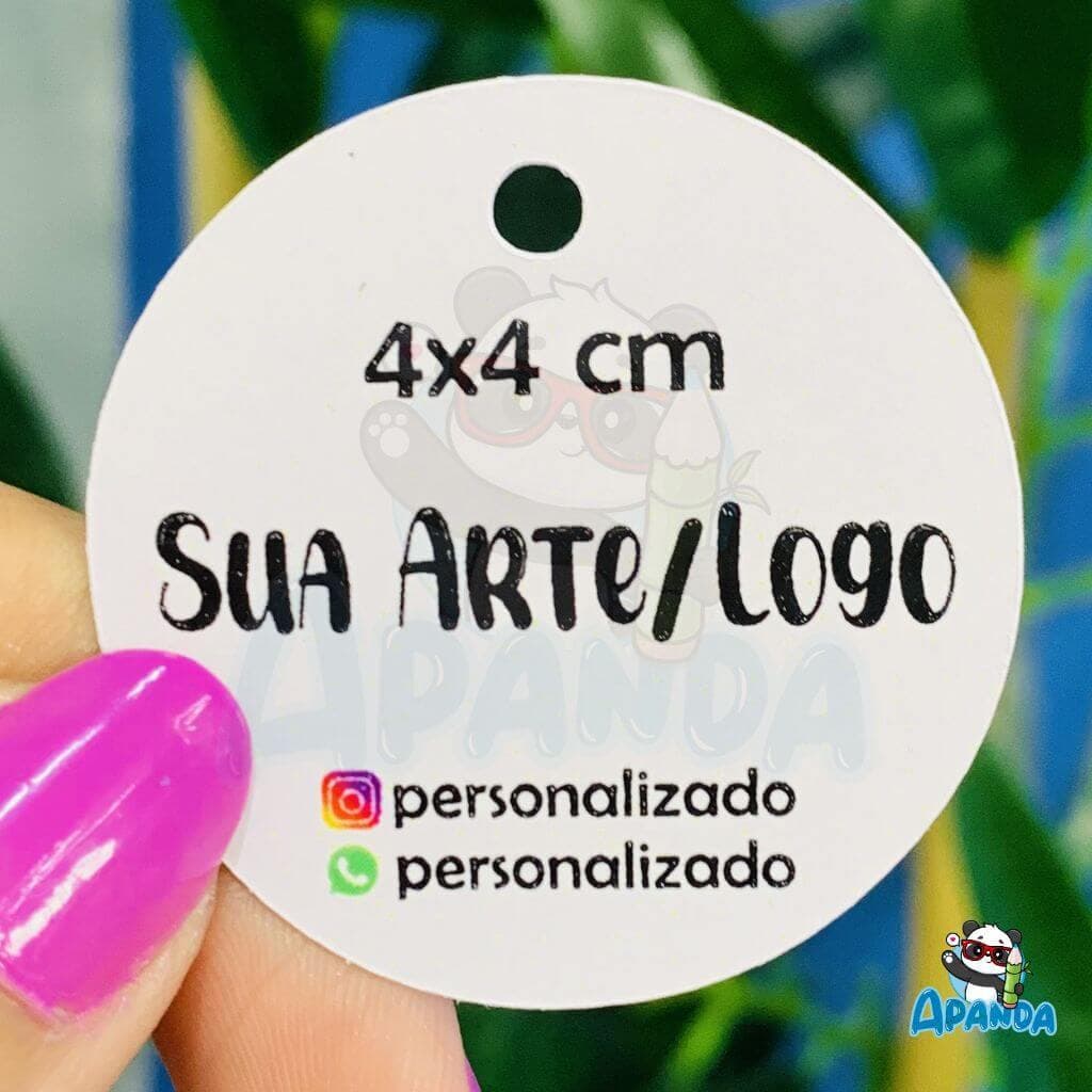 Tag Personalizada 4x4cm Redonda – Com Sua Arte ou Logo
