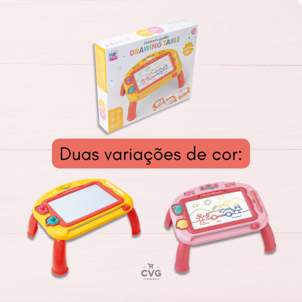 Brinquedo Educativo Mesa e Lousa de Desenho Colorida Magnética