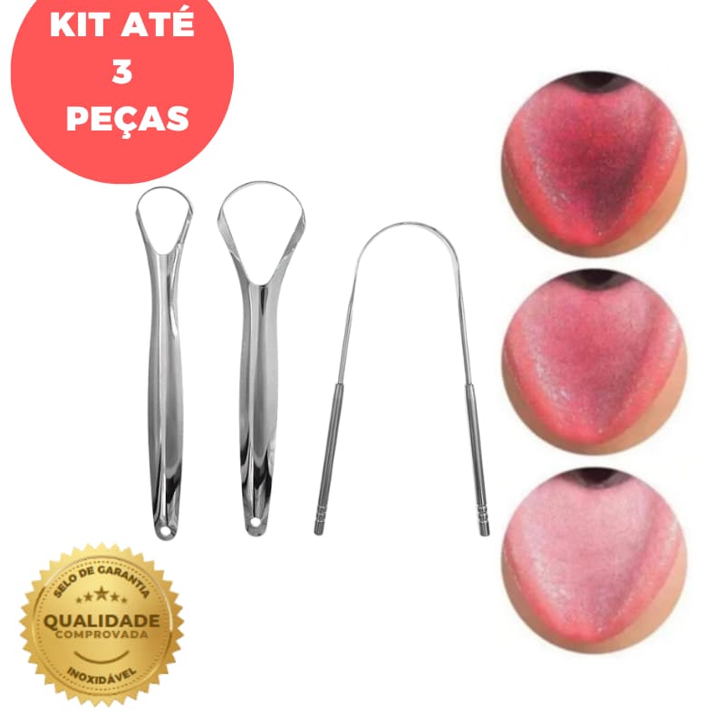 Até 3 Limpadores De Língua Raspador de Aço Inox para Higiene bucal