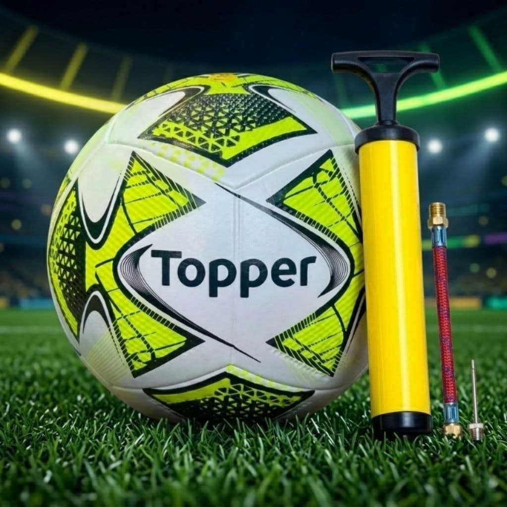 Bola Topper Slick 22 Society Costurada Amarela + Bomba de Ar