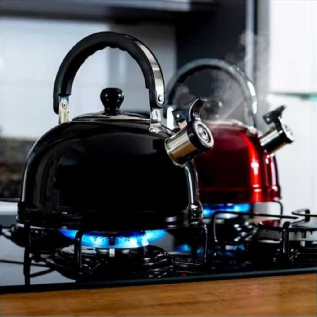 Chaleira Inox 2L Com Apito Para Fogão Gás Indução Ferve Rápido Luxo