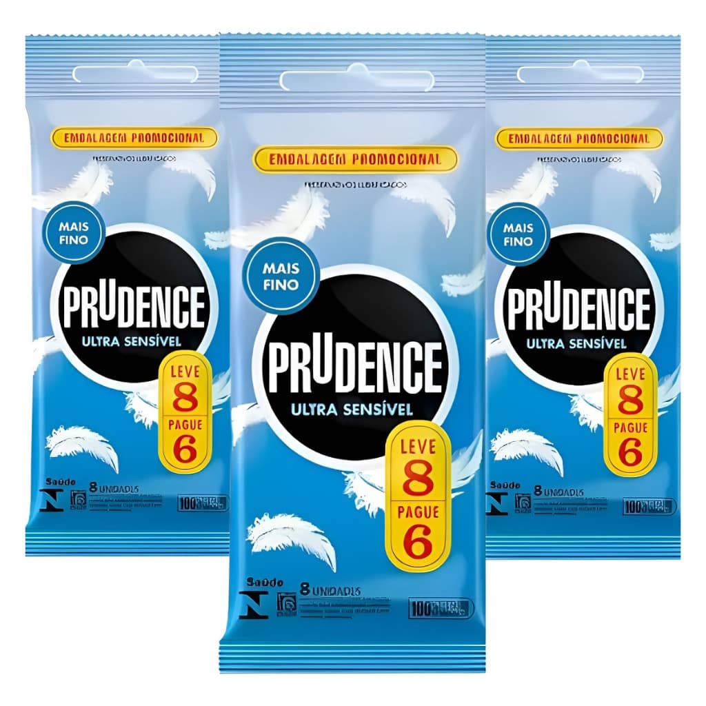 Kit 3 Preservativo Prudence Camisinha Ultra Sensivel Sensitive Mais Fino Lubrificado Leve 8 pague 6