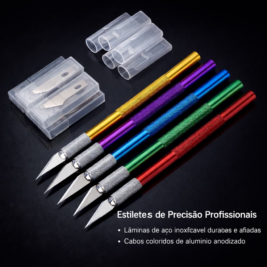 Estilete De Precisão Para Corte Bisturi + 5 Lâminas Corte Profissional Artesanato e Modelismo