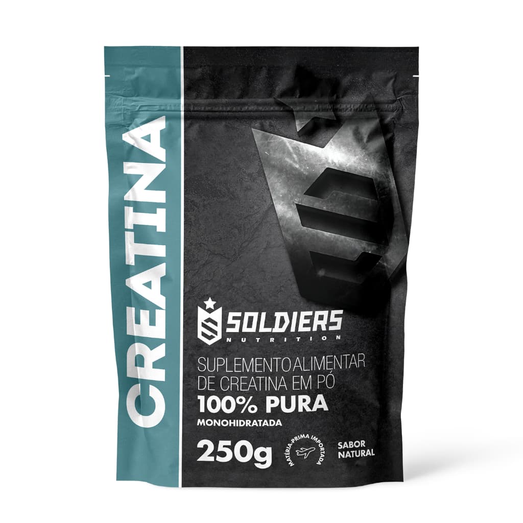 Creatina Monohidratada 250g 100% Pura Importada Soldiers Nutrition Suplemento Performance Muscular Força