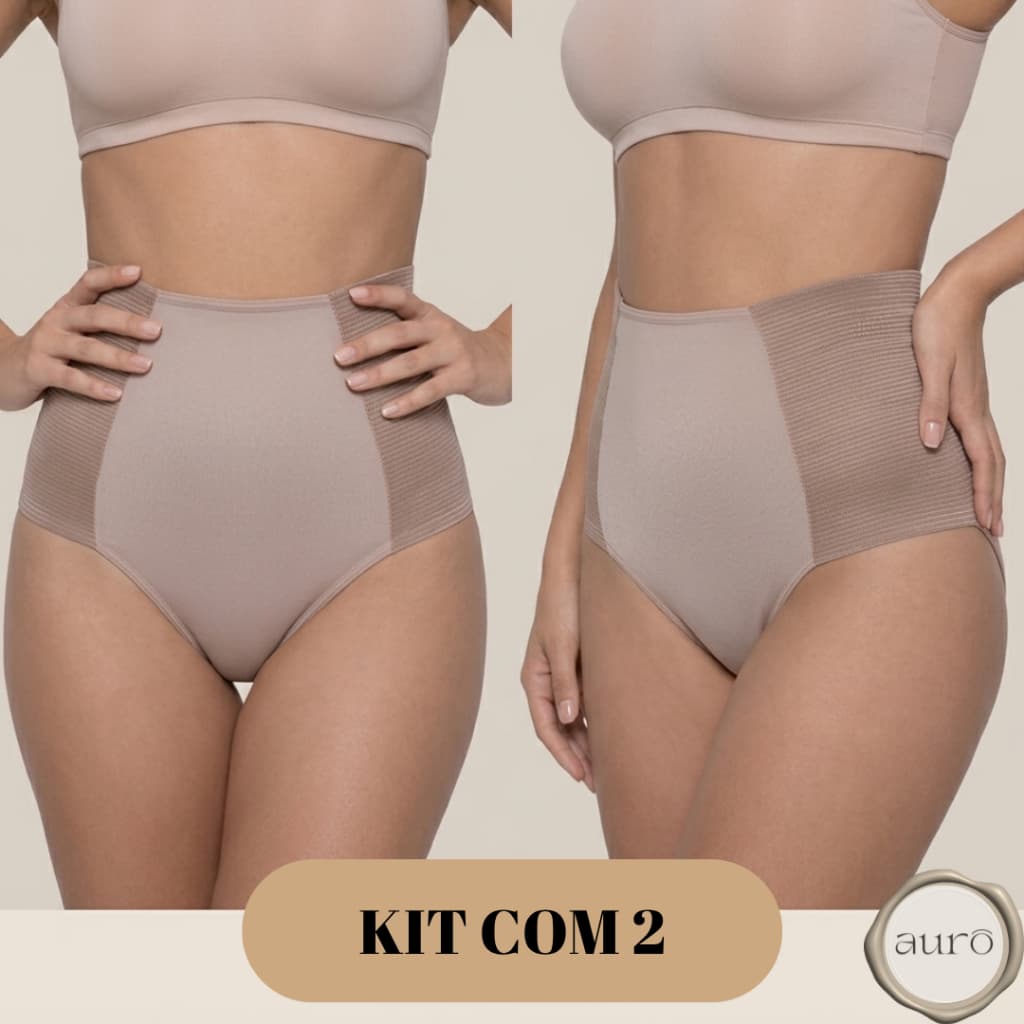 Kit 2 Calcinha Cinta Modeladora Cós Alto | Seca Barriga e Não Marca | Compressão