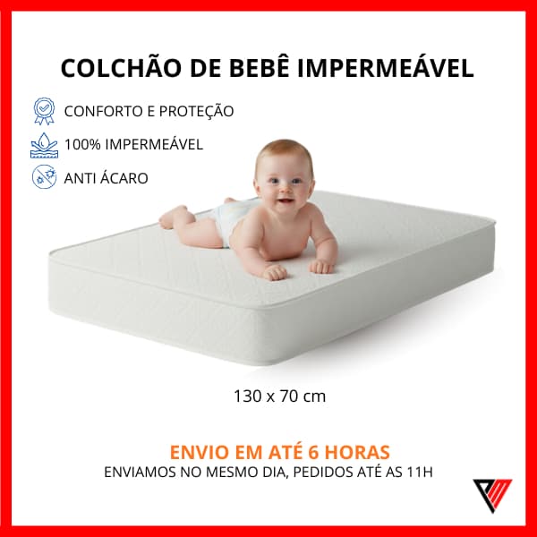 Colchão Berço Americano 130x70 D18 Impermeável Antialérgico Bebê Infantil