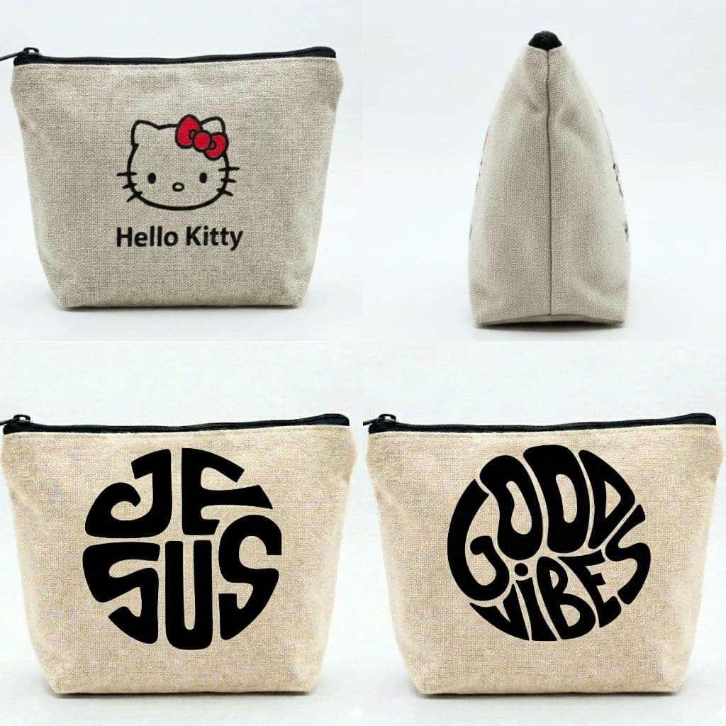 Necessaire de Linho Bege com Estampa