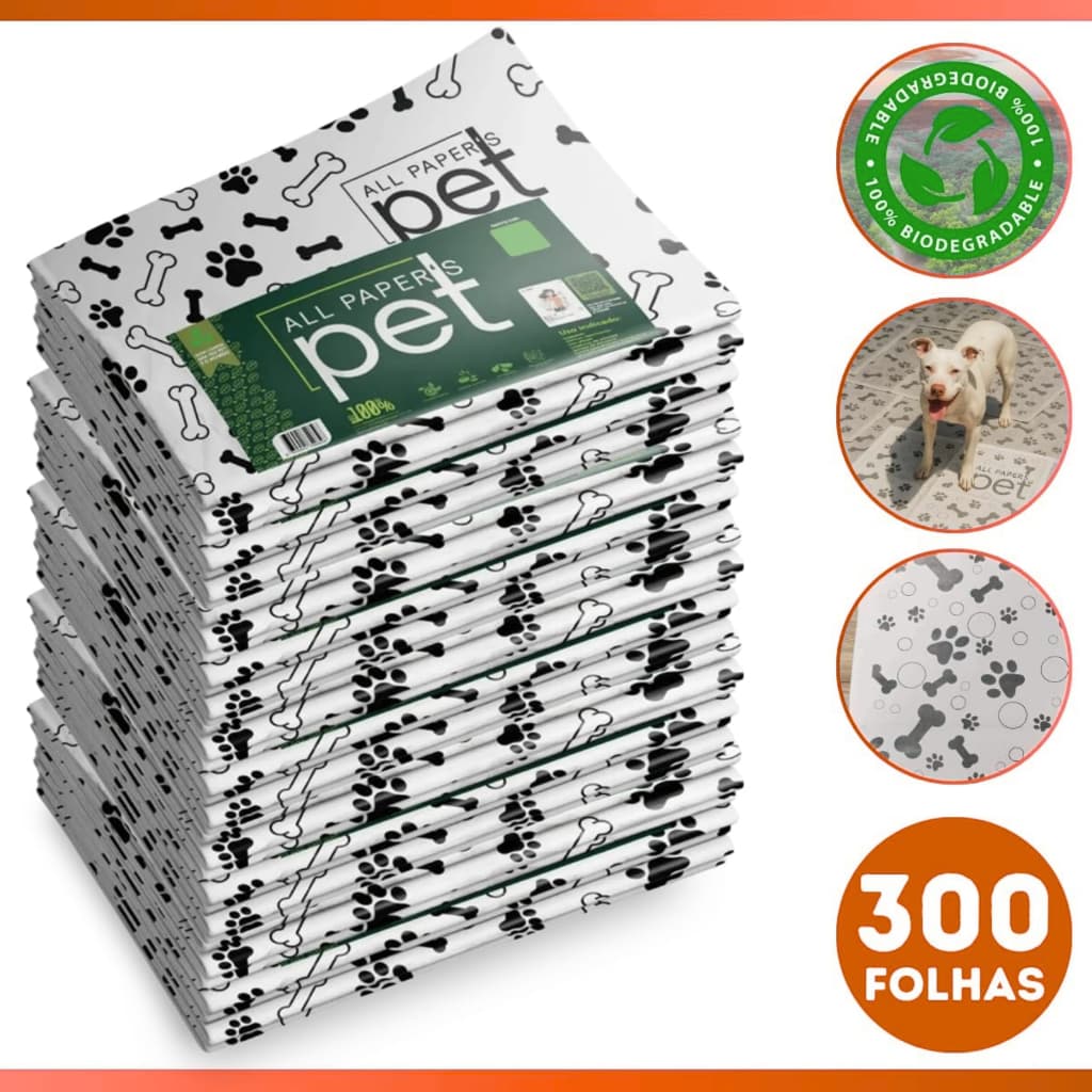 Kit Jornal Pet Higiênico 50 100 150 200 Folhas 58x63cm Biodegradável Atóxico e Alta Absorção