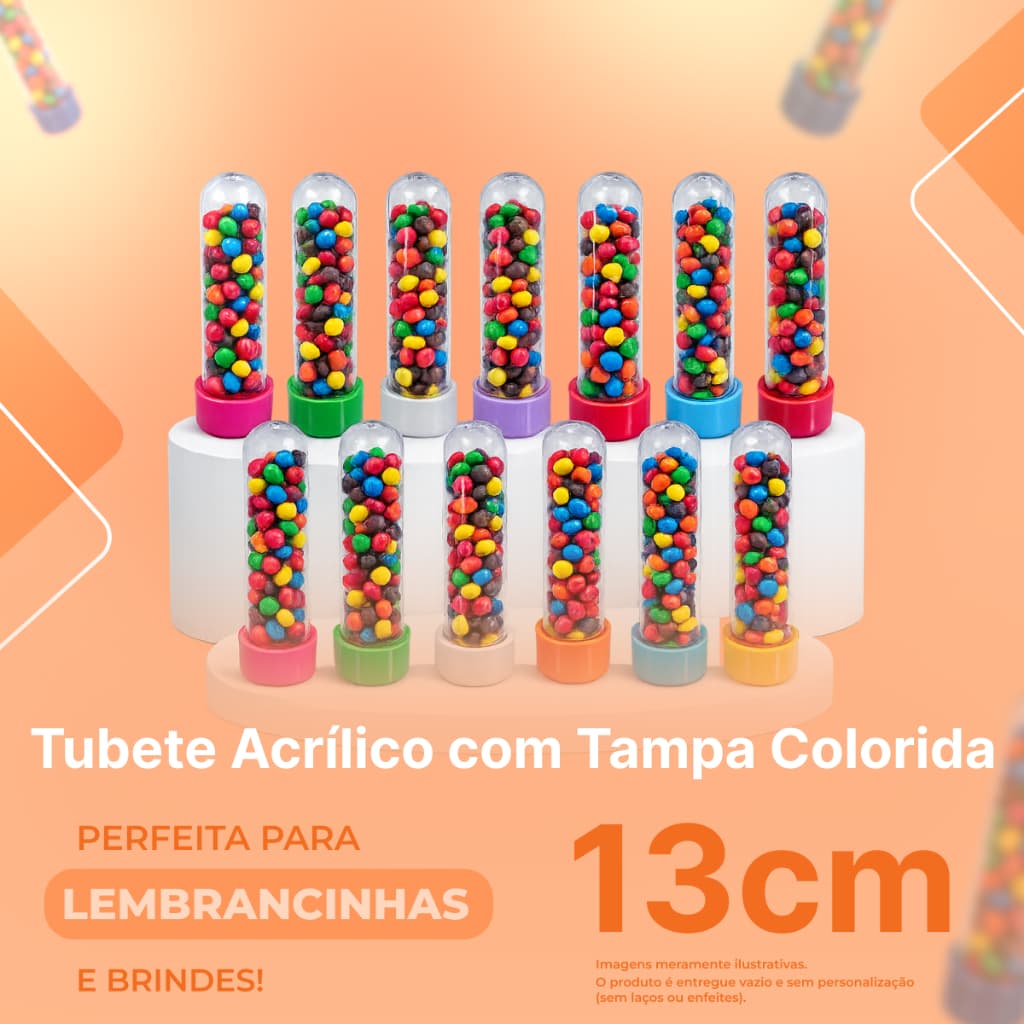50 unidades Tubetes 13cm - Para Lembrancinhas - Várias Cores