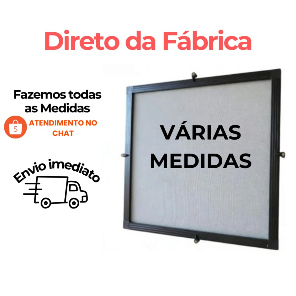 Kit Tela Mosquiteiro perfil de Alumínio Preto (várias medidas)