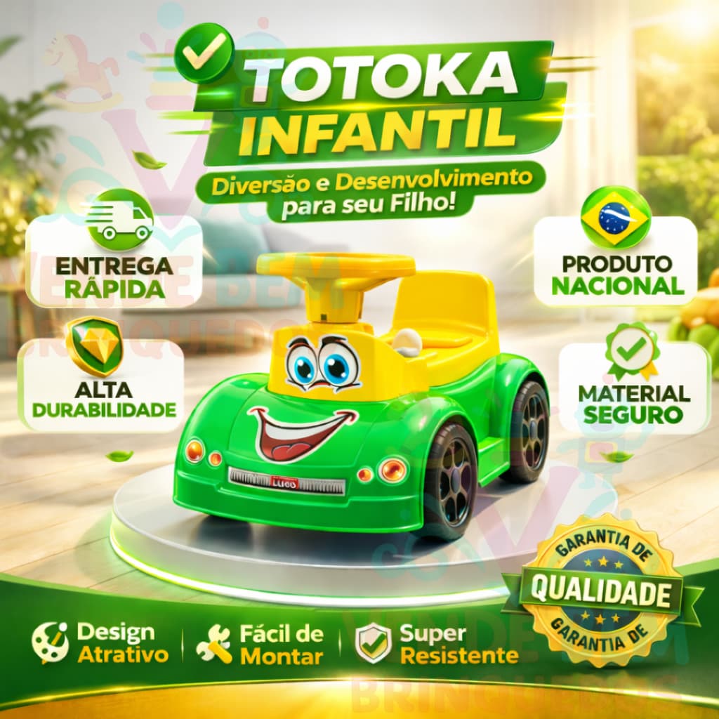 Andador Infantil Totoka Verde com 4 Blocos de Encaixe Buzina Porta-Malas para +18 Meses Suporta 40kg