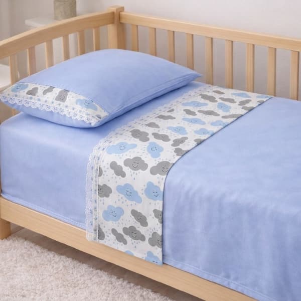 Jogo 3 Peças Lençol 130X70cm para Berço Americano Percal 400 fios Menino Menina