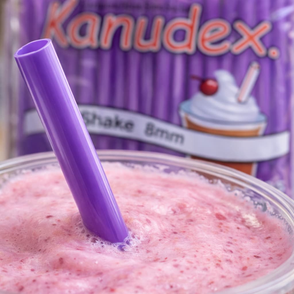 Canudo Roxo 8mm 100 Unidades Plástico Milkshake Smoothie Sorvete Drinks