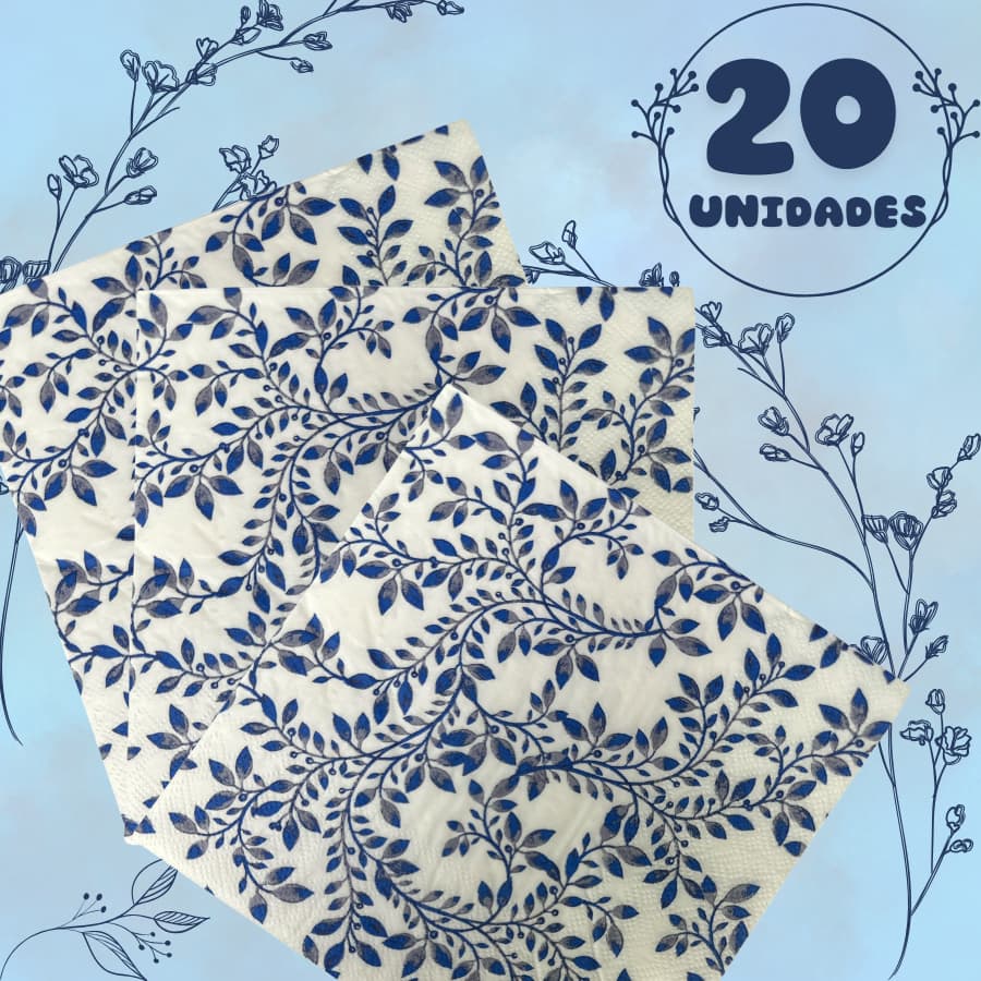 Guardanapo De Papel Folha Dupla 20 Un Jardim Azul Decoupage