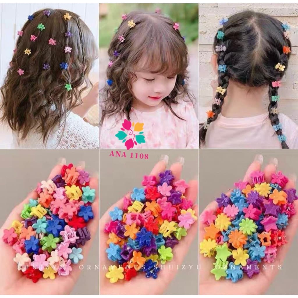 KIT 100 unidades Candy Color Mini Small Grab Clip Children's Hair Accessories-GUI ANA