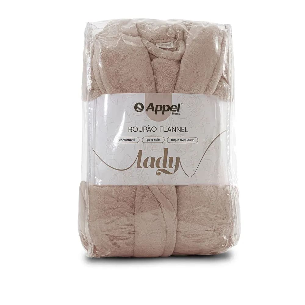Roupão Feminino Flannel Appel Lady Gola Xale Microfibra Luxo