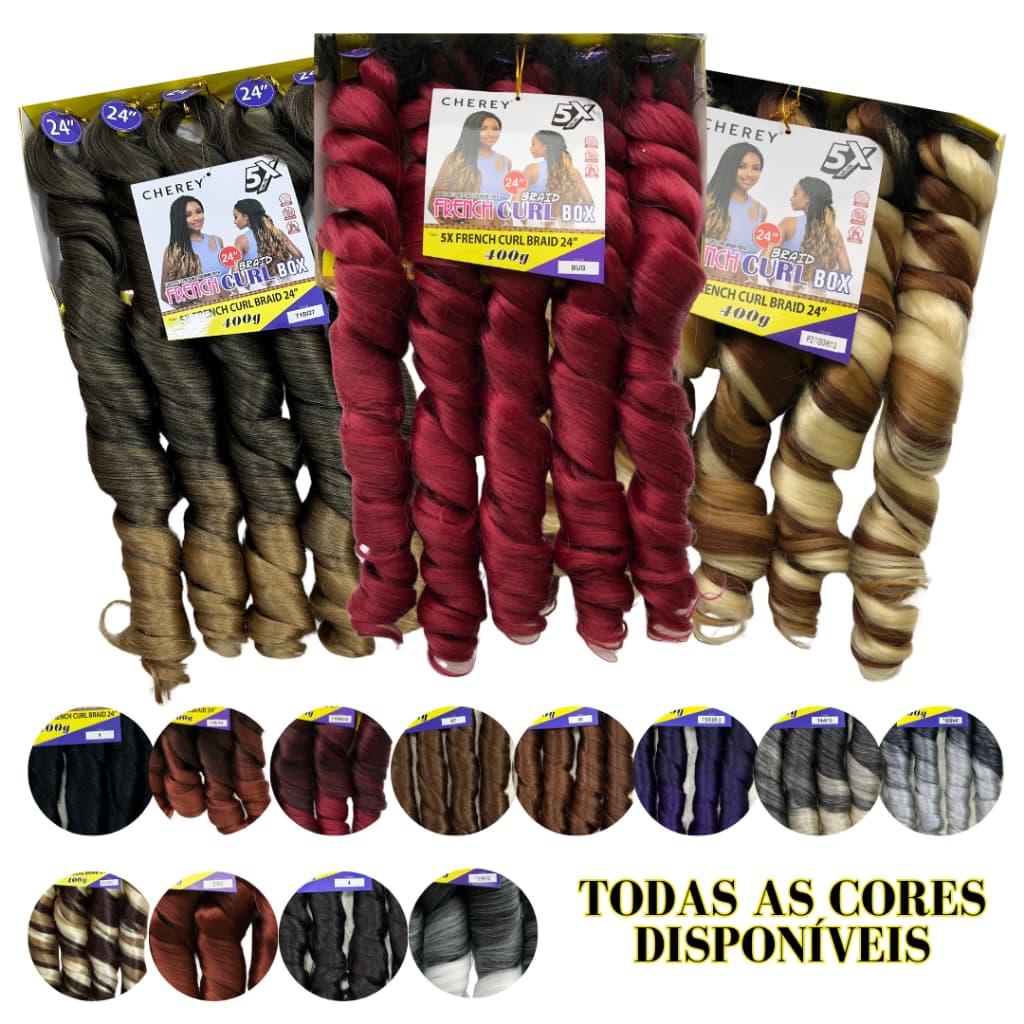 Cabelo Jumbo French Curl 400g Fibra Premium + Anéis Decorativos