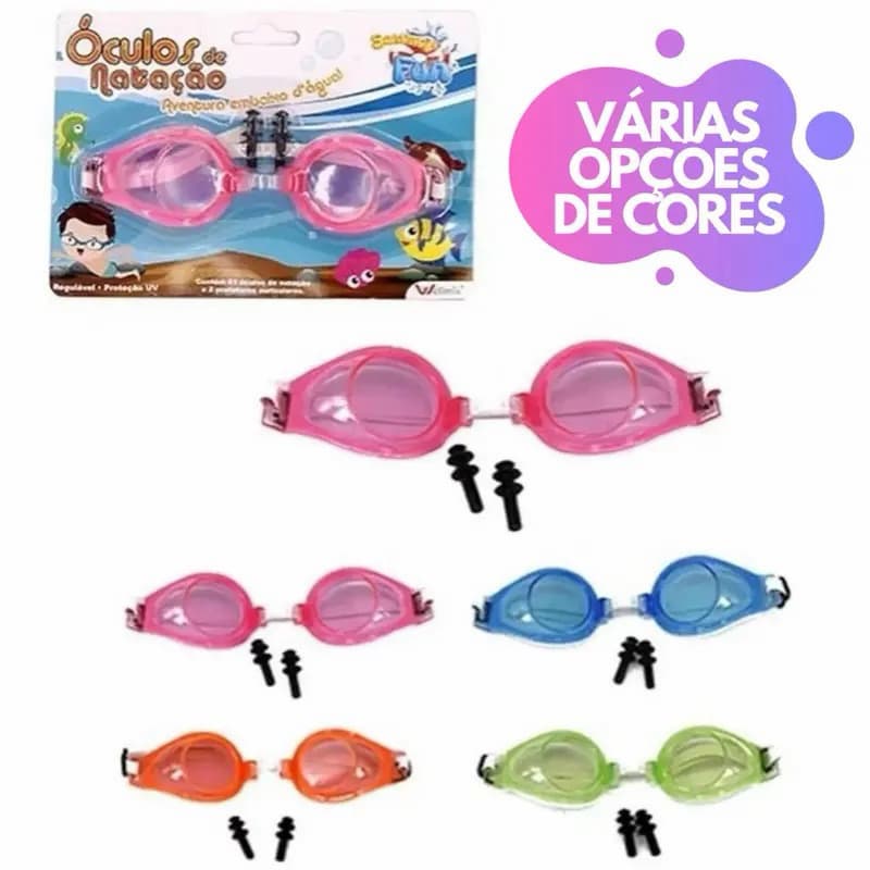 Kit Óculos de Natação Infantil com Protetor de Ouvido